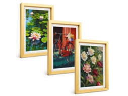 Composição De Quadros Lírios No Jardim, Flores Coloridas Espelharte (3 Peças 20x30 Cm)