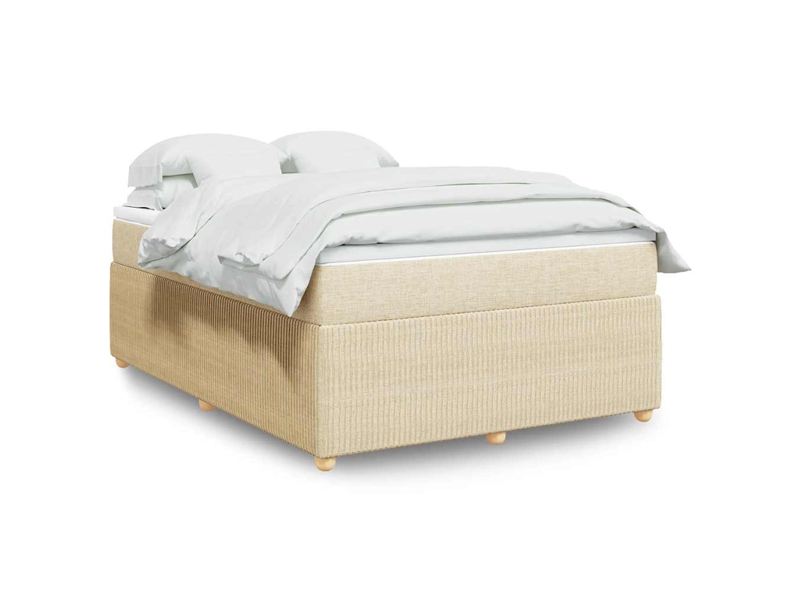 Vidaxl Cama Com Molas/colchão 140x200 Cm Tecido Cor Creme