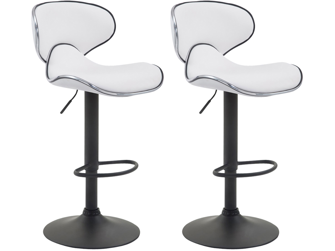 Conjunto de 2 bancos de bar Las Vegas em imitação de pele branco/preto CLP