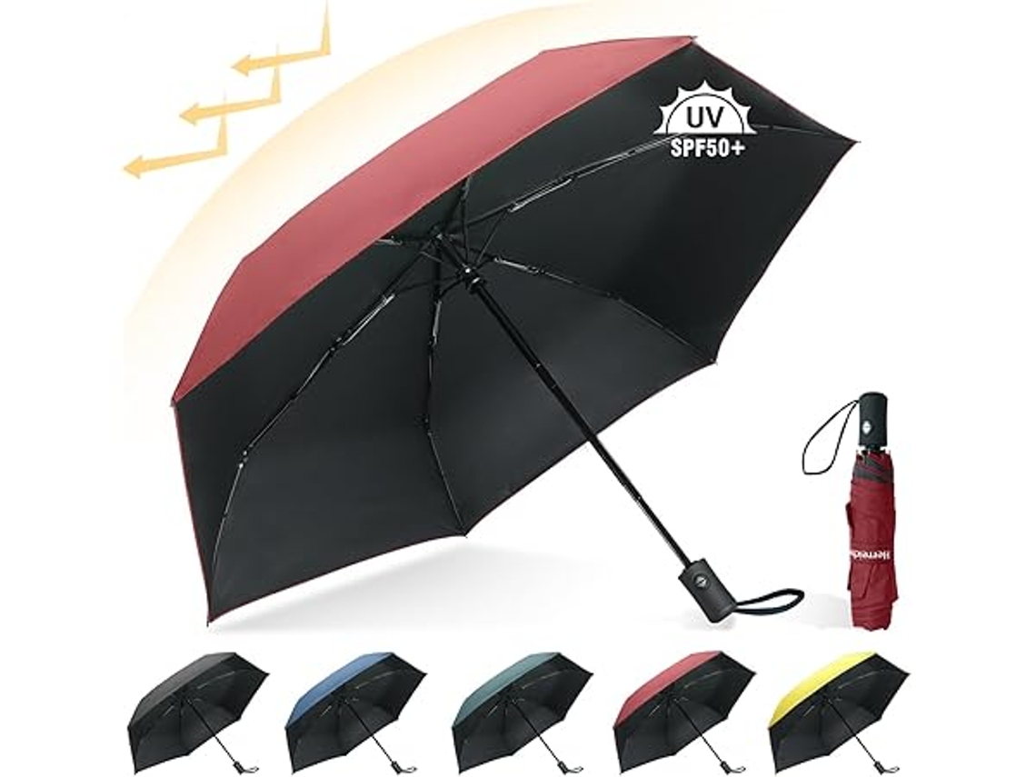 Guarda chuva de Viagem Portátil, com Fecho Automático, Proteção Uv, Bolso, Ultraleve, Upf 50+, Unissexo, Multifuncional para Casa STELASPLEN