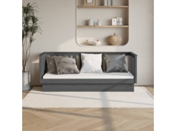 Vidaxl Sofá-cama 75x190 Cm Madeira De Pinho Maciça Cinzento