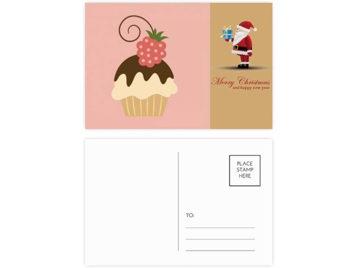 Conjunto de 20 Cartões postais com Papai Noel, Morangos, Chocolate e Sorvete. 14,6 X 9,8 Cm