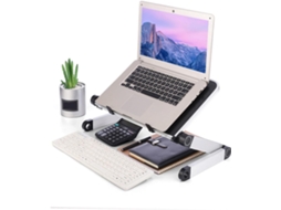 Suporte Para Notebook E Tablet Ajustável Com Ventilação Para Escritório Preto