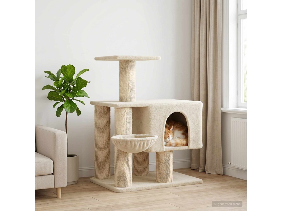 Vidaxl Árvore Com Postes De Sisal Creme 96 Cm