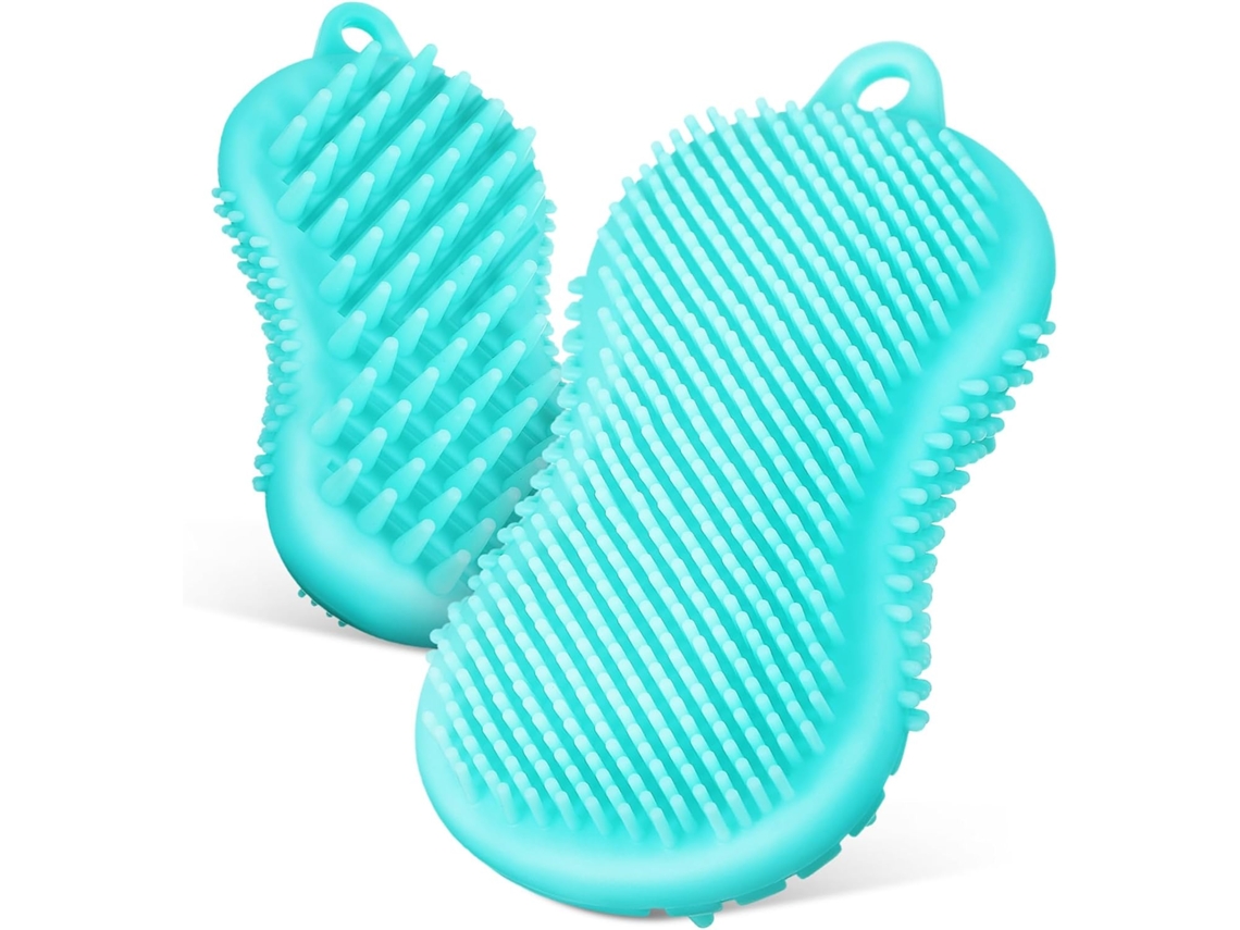 Conjunto De 2 Escovas Esfoliantes Para Couro Cabeludo E Corpo, De Silicone, Para Banho, Com Cerdas Macias