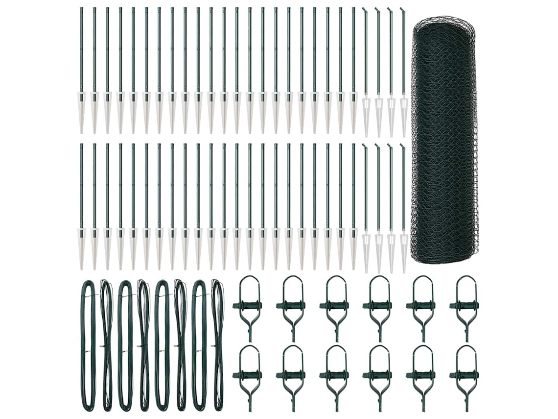 Conjunto 1 Cerca Externa Vidaxl Verde Aço (100 X 0,5 M)