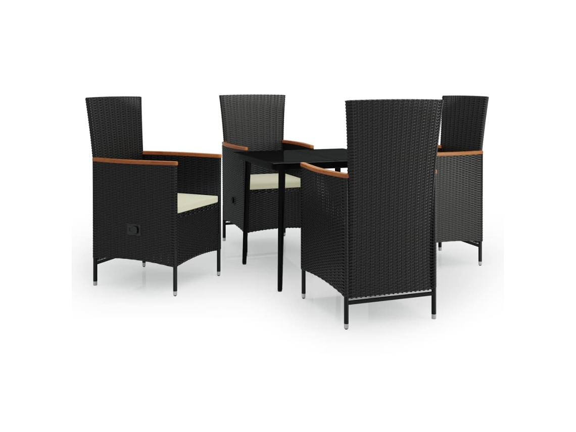 Maison Exclusive - 5 Pcs Conjunto De Jantar P/ Jardim C/ Almofadões Preto