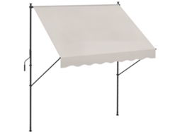 Toldo Manual Retrátil Ajustável 200x175x210 310cm com Manivela,proteção Solar Uv40+ para Varanda e Terraço cor Crema BTFORUS