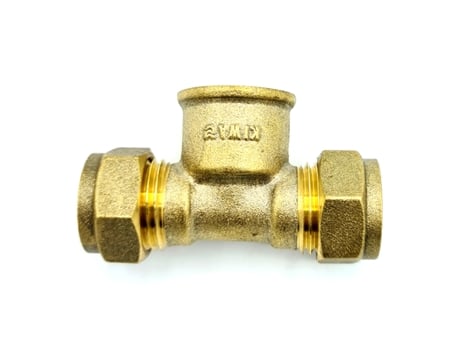 Tê Acoplador Fêmea G1/2 x 15 mm, Adaptador de Encaixe de Compressão de Latão, Conector Reta
