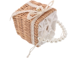 Bolsa De Palha Trançada À Mão, Estilo Boho Para Praia, Com Corrente De Pérolas Artificiais, Bolsa De Ombro.