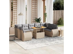 Vidaxl 10 Pcs Conjunto De Sofás P/ Jardim Com Almofadões Vime Pe Bege