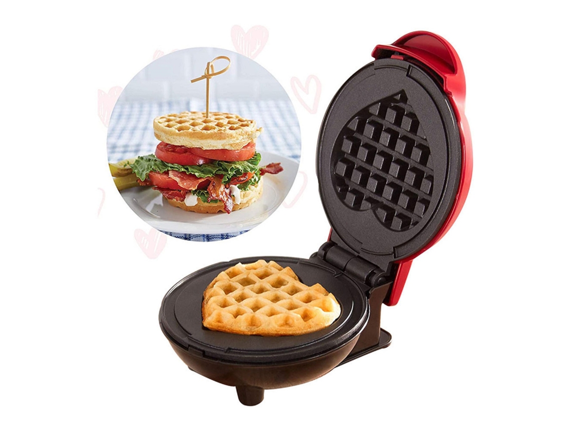 Máquina De Waffles, Máquina De Waffles Clássica Em Formato De Coração, Revestimento Antiaderente, 350w, Com Luzes Led, Para Waffles