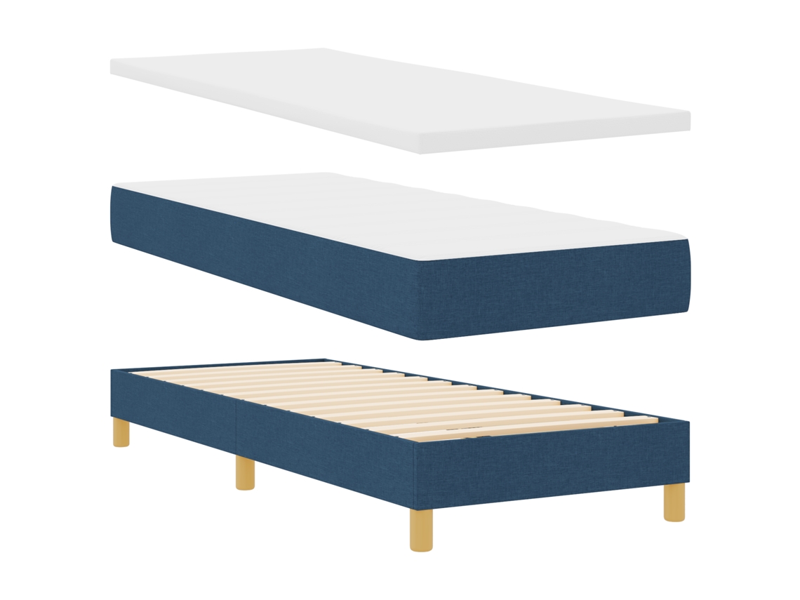 Conjunto 1 Cama Box Vidaxl Azul Tecido (80 X 200 Cm)