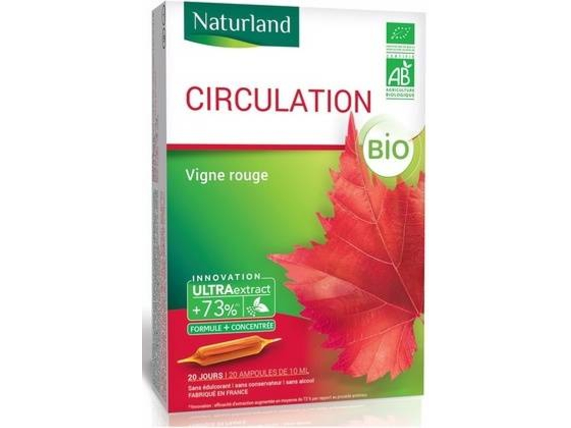 Suplemento Alimentar NATURLAND Videira Vermelha Orgânica (20 ampolas de 10ml)
