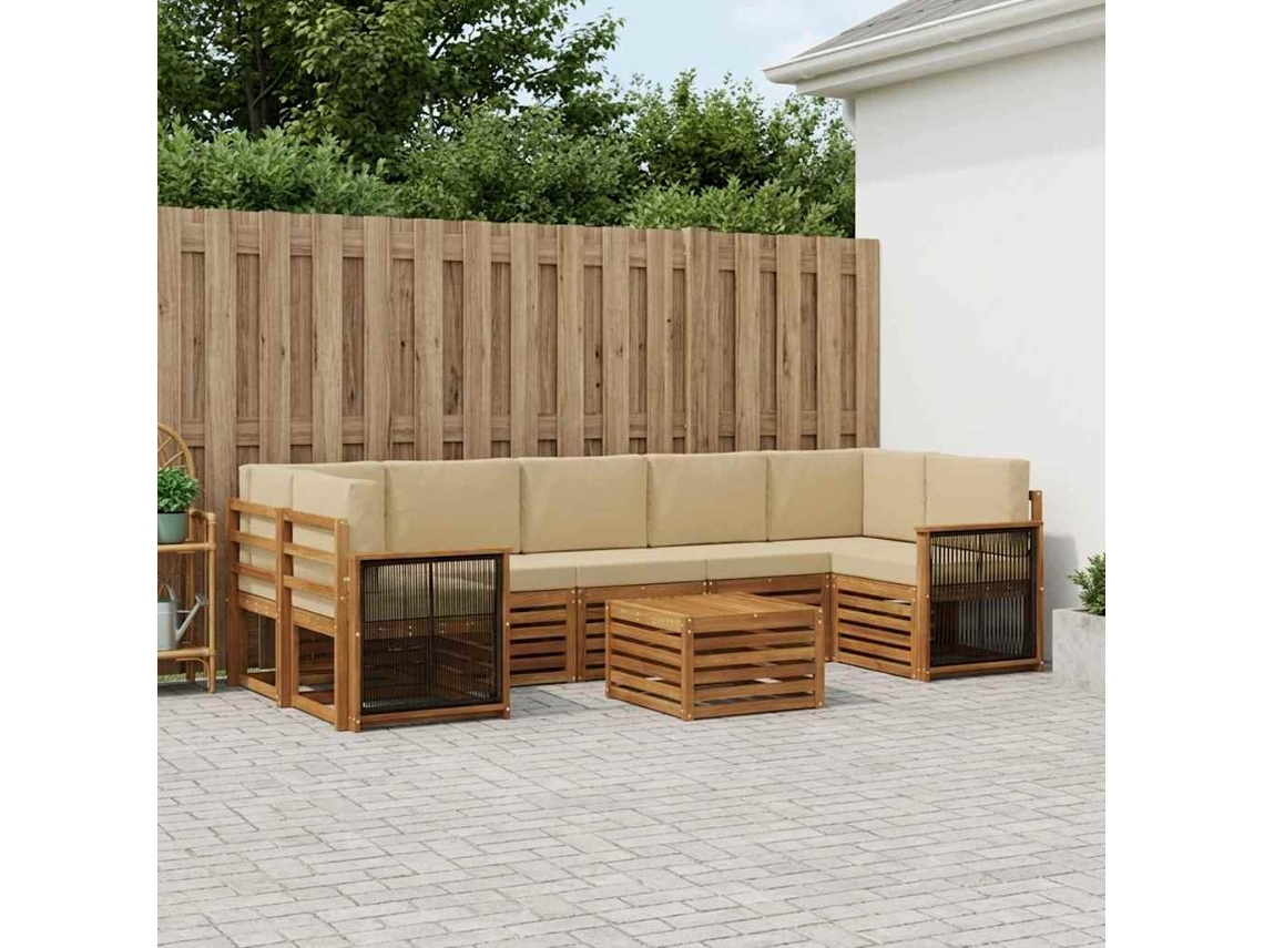 Vidaxl Conjunto De Sofás Para Exterior 8 Unid. Natural E Bege