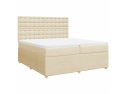 Cama com Molas/colchão 200x200 Cm Tecido Cor Creme MAISON EXCLUSIVE