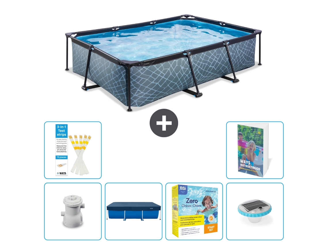 Piscina EXIT Retangular Efeito Madeira 300x200x65 Cm 5 peças