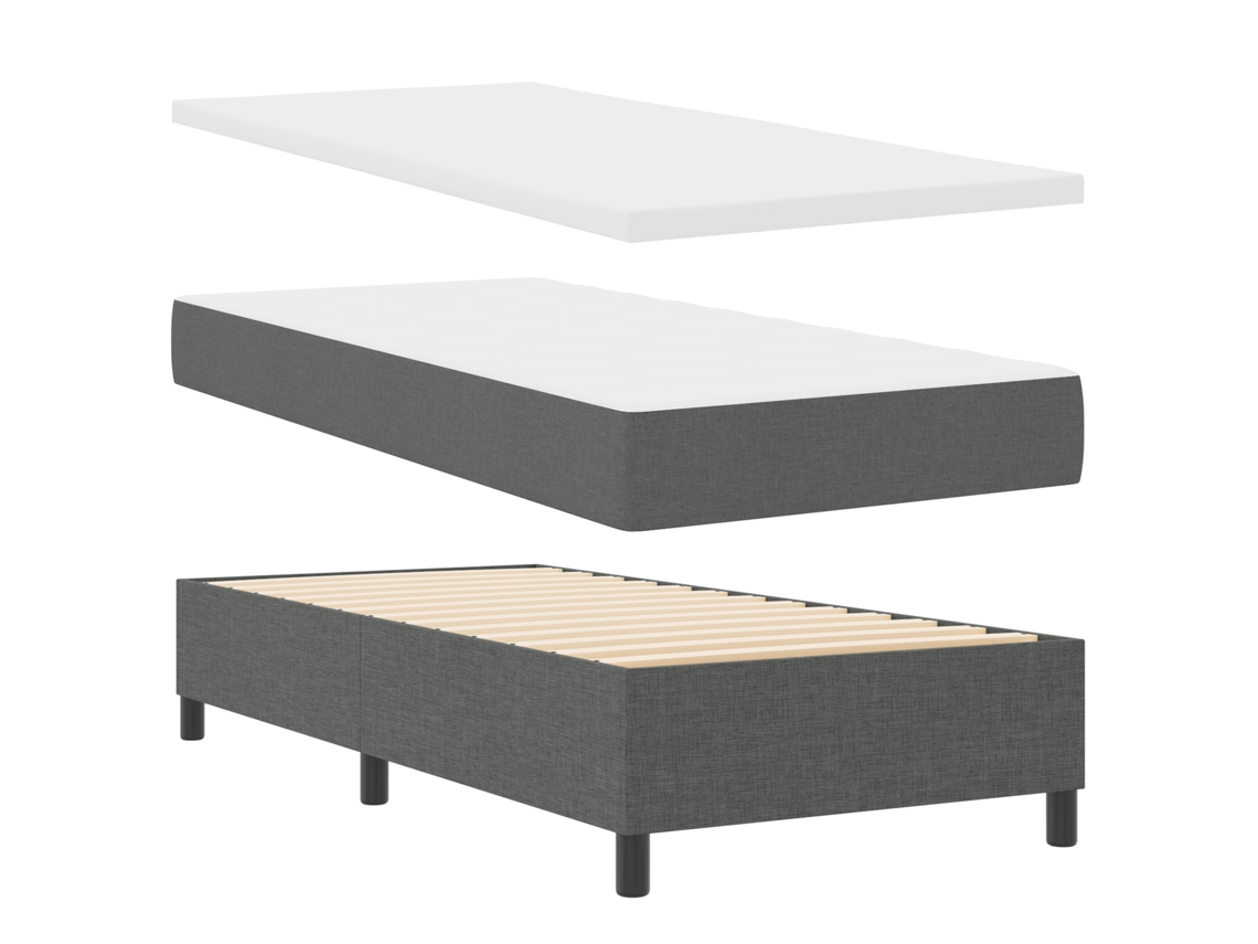 Cama Box Com Colchão  Cinza Escuro, Vidaxl, Tecido (90x200 Cm)