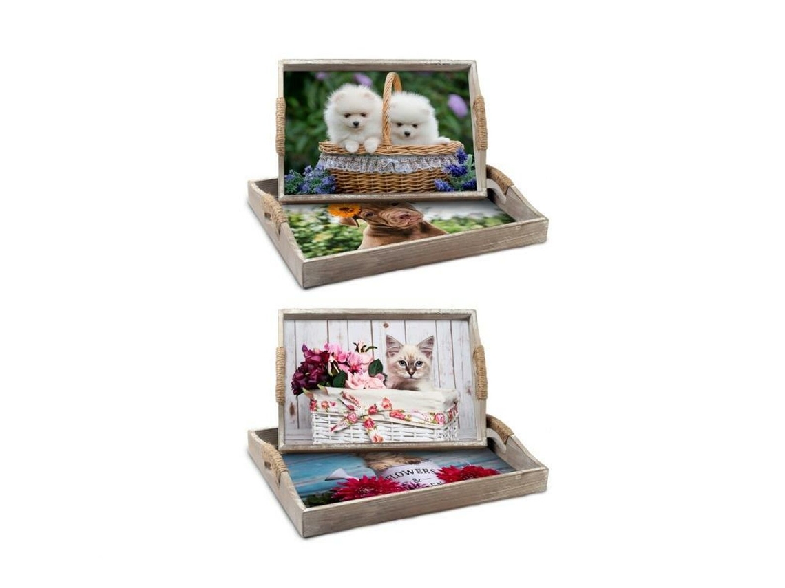 Bandeja DKD HOME DECOR Mdf (2 Peças - 40x30x6cm)