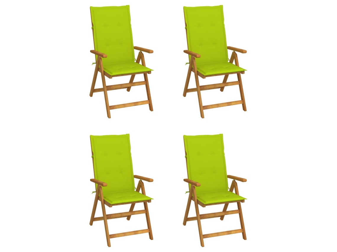 Cadeiras Jardim Reclináveis C/ Almofadões 4 Pcs Acácia Maciça Dkd Home Decor