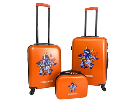 KUKUXUMUSU Conjunto de Malas Rígidas com Rodas KUKUXUMUSU 3 Peças Cor Laranja
