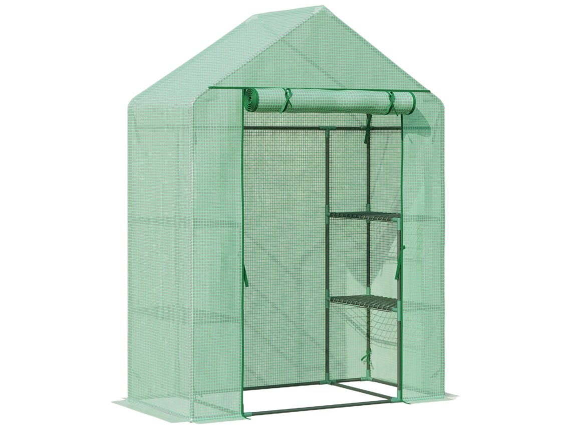 Estufa de Jardim Aço e PE cor Verde 141x72x191 cm OUTSUNNY