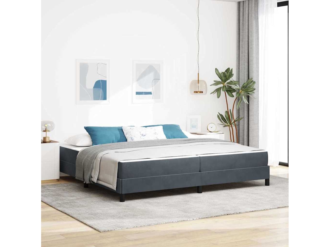 Vidaxl Cama Box Com Colchão Cinza Escuro 200 X 200 Cm Tecido