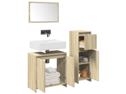 Vidaxl 3 Pcs Conj. Móveis Casa Banho Derivados Madeira Carvalho Sonoma