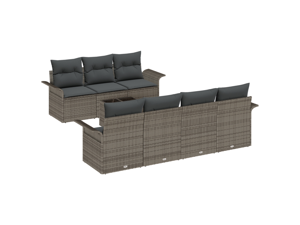 Conjunto 8 Móveis De Jardim Vidaxl Cinzento Vime Pe (55 X 55 X 37 Cm)