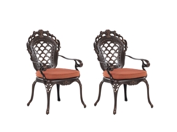 Conjunto De 2 Cadeiras De Jardim Com Almofadas Beliani Lizzano De Alumínio Castanho Escuro 69x58x97