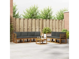 Vidaxl Conjunto De Sofás Para Exterior 8 Pcs Natural E Antracite