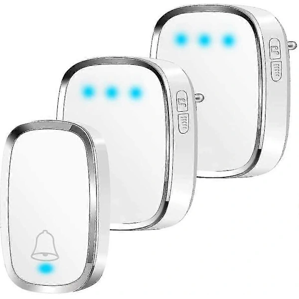 Campainha Sem Fio, Alcance De 300 M, 36 Toques, 4 Níveis De Volume, 1 Transmissor E 2 Receptores. Brilvibera