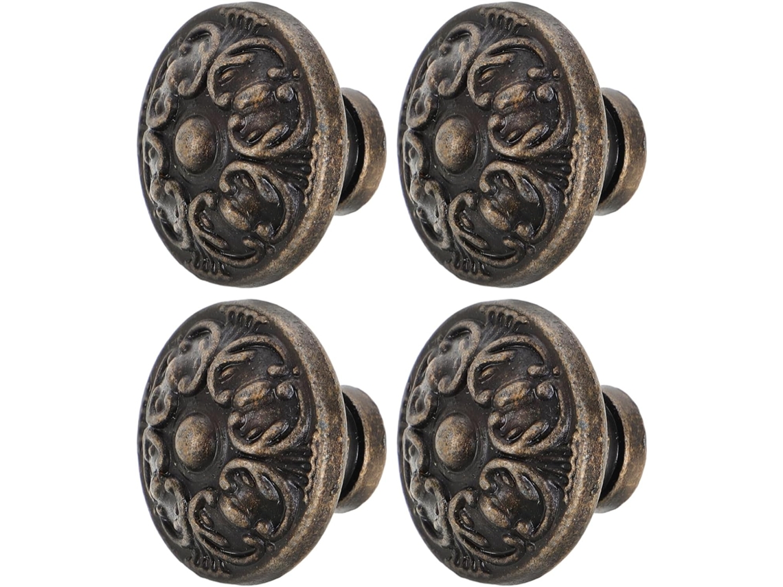 Conjunto De 4 Puxadores Redondos Metal Vintage Para Armários, Cômodas E Gavetas De Cozinha
