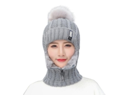 2026 gorro de Punto para Mulher Antivento com Zíper para Pescoço e Orelhas Macio e Quente para Esqui e Ocasiões Diárias