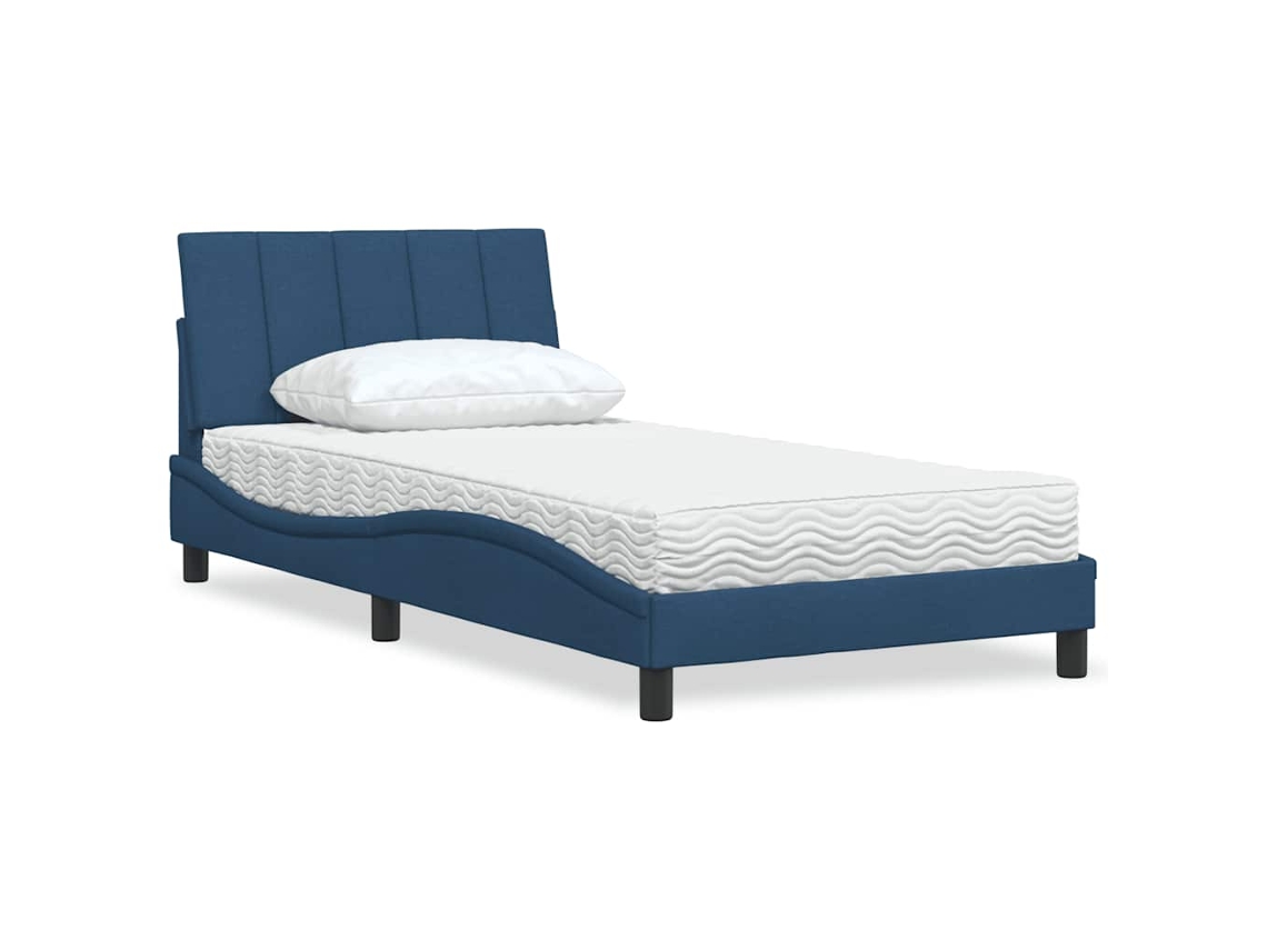 Vidaxl Cama com Colchão Hanko 100x200 Cm Tecido Azul