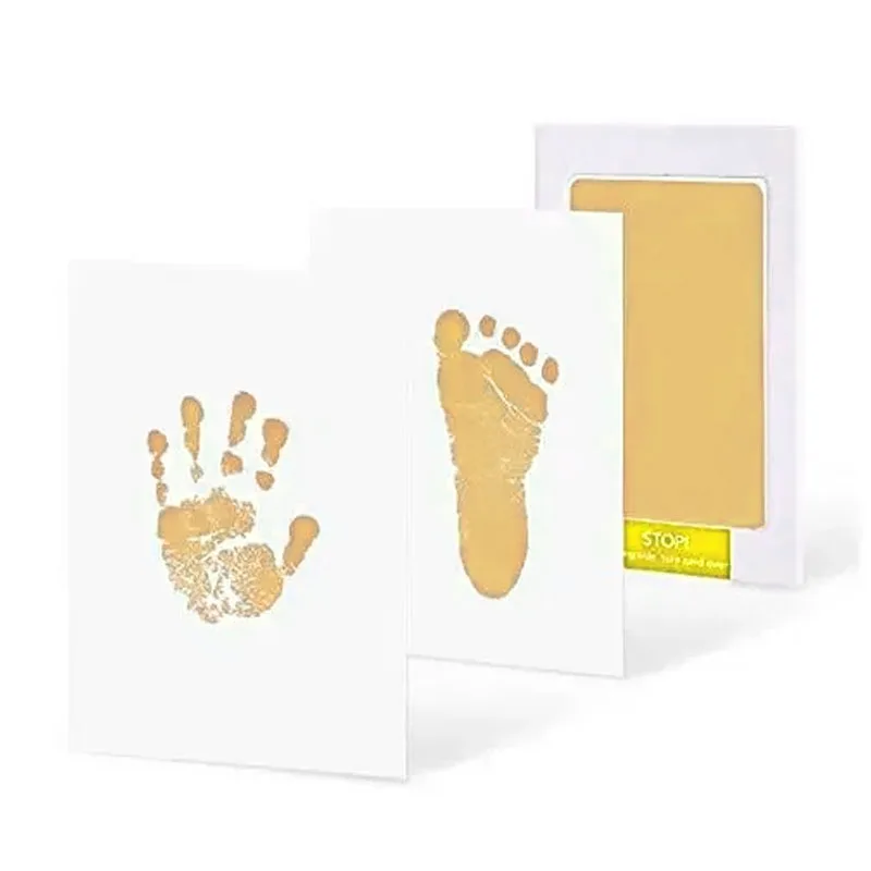 Kit Faça você mesmo para Impressões Das Mãos e Pés do Recém nascido, Incluindo Almofada de Tinta e Moldura, como Lembrança. MDUG (dourado)