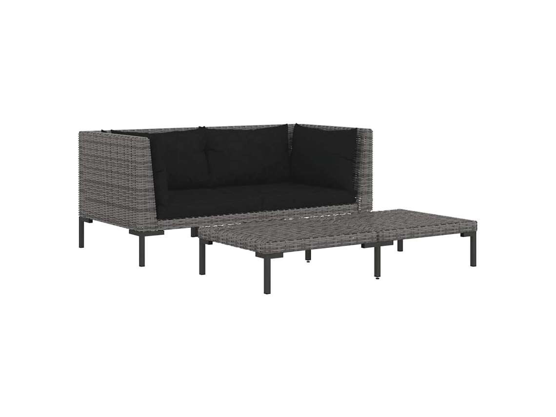 Maison Exclusive - 3 Pcs Conj. Lounge Jardim Vime Pe Semicircular Cinzento-escuro