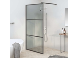 Vidaxl Divisória De Chuveiro Preto 115x195 Cm Vidro Esg Escuro