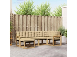 Vidaxl Conjunto De Sofás Para Exterior 6 Unid. Branco E Bege