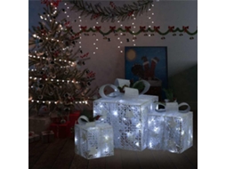 Vidaxl Caixas De Presente De Natal Decorativas 3 Pcs Int/ext. Branco