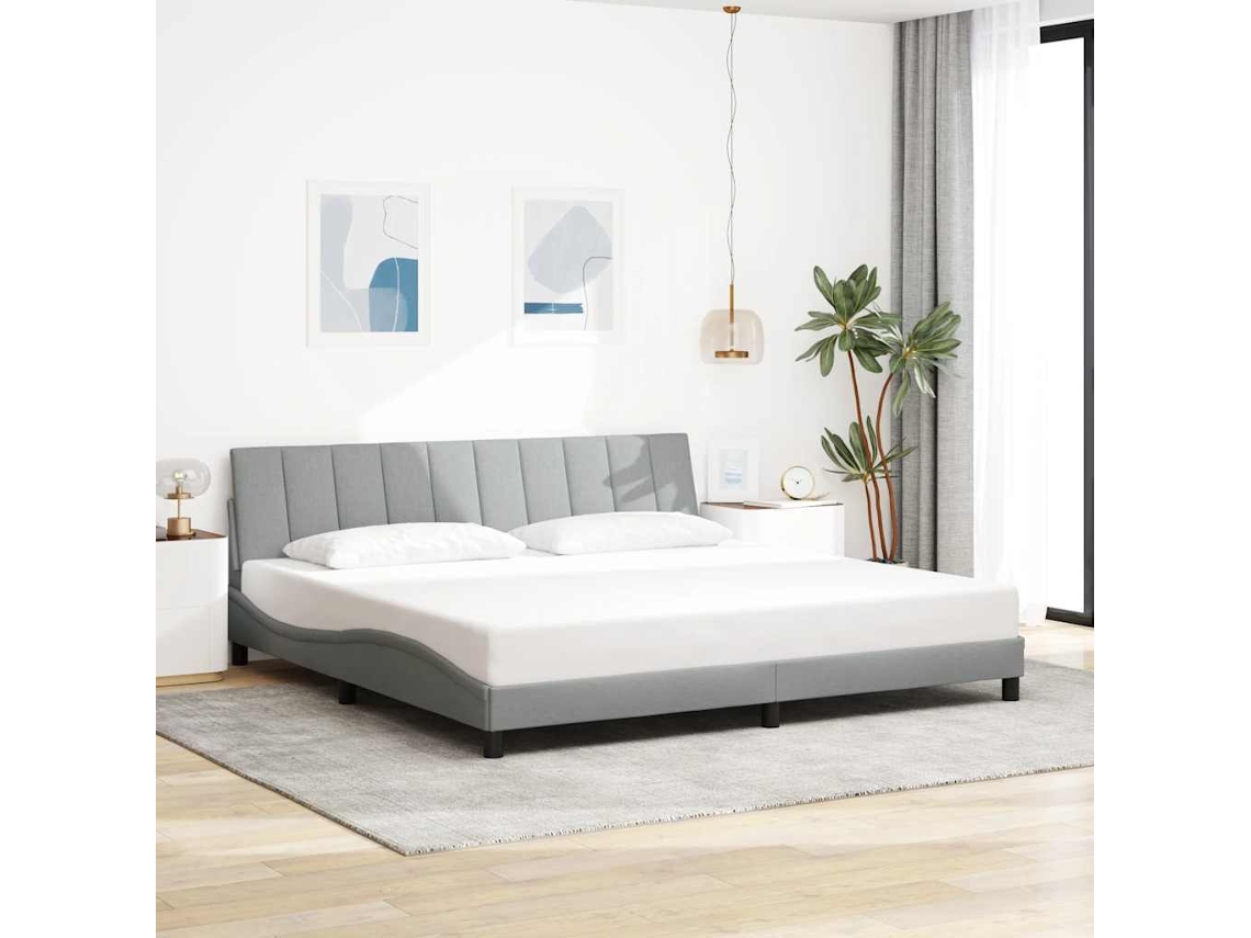 Vidaxl Estrutura De Cama Sem Colchão Hanko 200x200 Cm Tecido Cinzento-claro