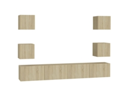 Tv Cabinet, Tv Cabinets Vidaxl Marrom Madeira Processada (n/a)