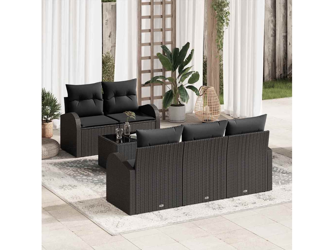Vidaxl Conjunto De Sofá De Jardim Preto 55 X 55 X 37 Cm Vime Pe