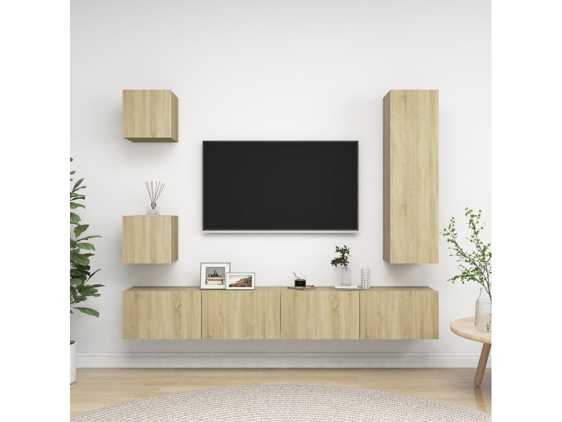 Vidaxl 5pcs Conjunto De Móveis De Tv Derivados Madeira Carvalho Sonoma