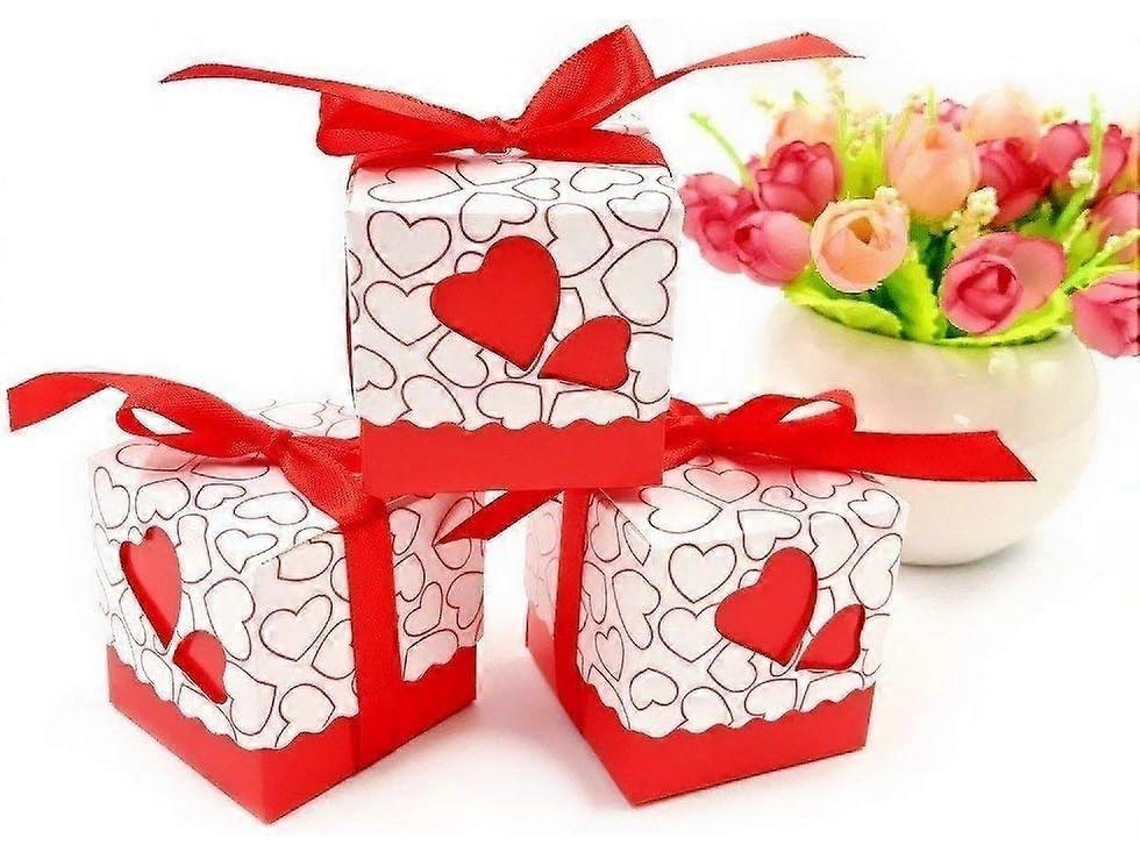 50 Caixas De Presente De Papel Em Formato De Coração Vermelho, Ideais Para Lembrancinhas, Doces, Confetes, Presentes E Joias Em Casamentos, Aquaforge