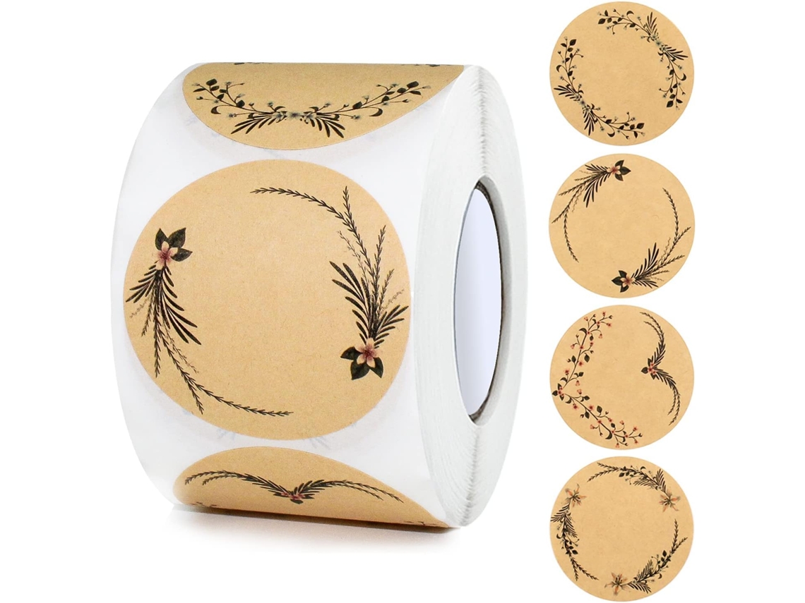 (500 Unidades Marrons) Etiquetas Redondas De Papel Kraft 5 Cm, Autoadesivas, Para Geleia, Presentes, Envelopes, Temperos, Potes Conservas.