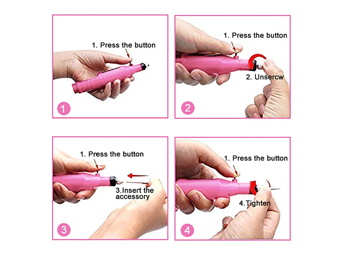 Máquina De Lijado Elétrico Para Uñas Manicure Pedicure Herramienta De Pulido De Uñas Taladro (rosa)
