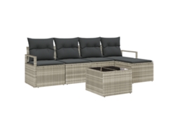 Conjunto 6 Conjunto De Jardim Ao Ar Livre Vidaxl Cinzento-claro Vime Pe (230 X 117 X 85 Cm)