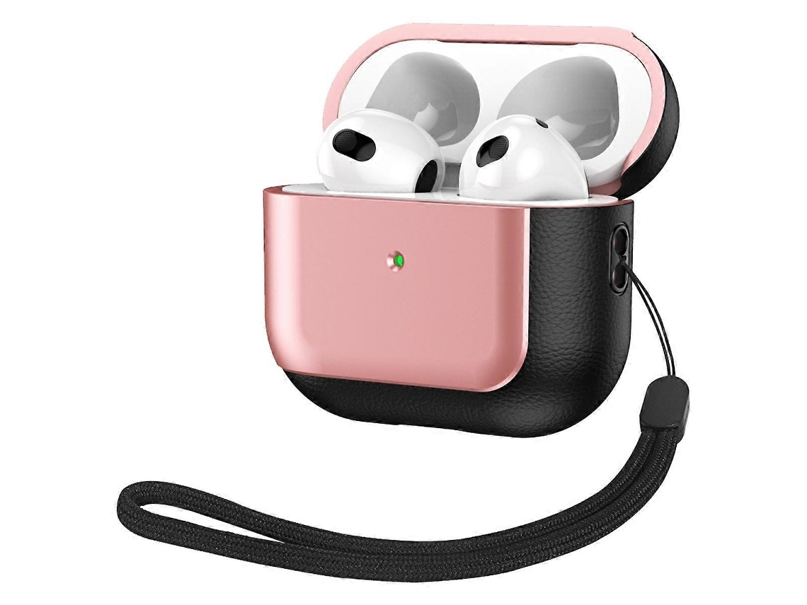 Capa Protetora Para Fones De Ouvido Sem Fio Airpods 3 Com Textura De Couro Eletrogalvanizado.