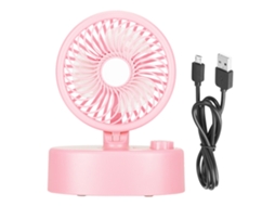 Ventilador Rotativo Oscilante De Vento Forte Com Carregamento Usb, Refrigeração E Ajuste Infinito, Luz Rosa